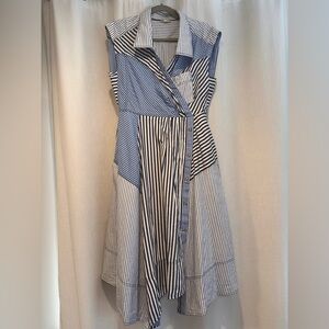 Pilcro Blue and White Striped Midi Dress